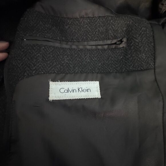Calvin Klein Men’s 46R Charcoal Gray Wool-Blend Overcoat Classic - Picture 3 of 15